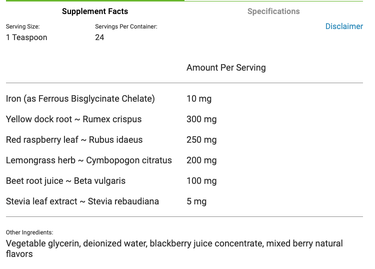 Iron Tonic - 4 oz Tasty Tonics Supplement - Conners Clinic